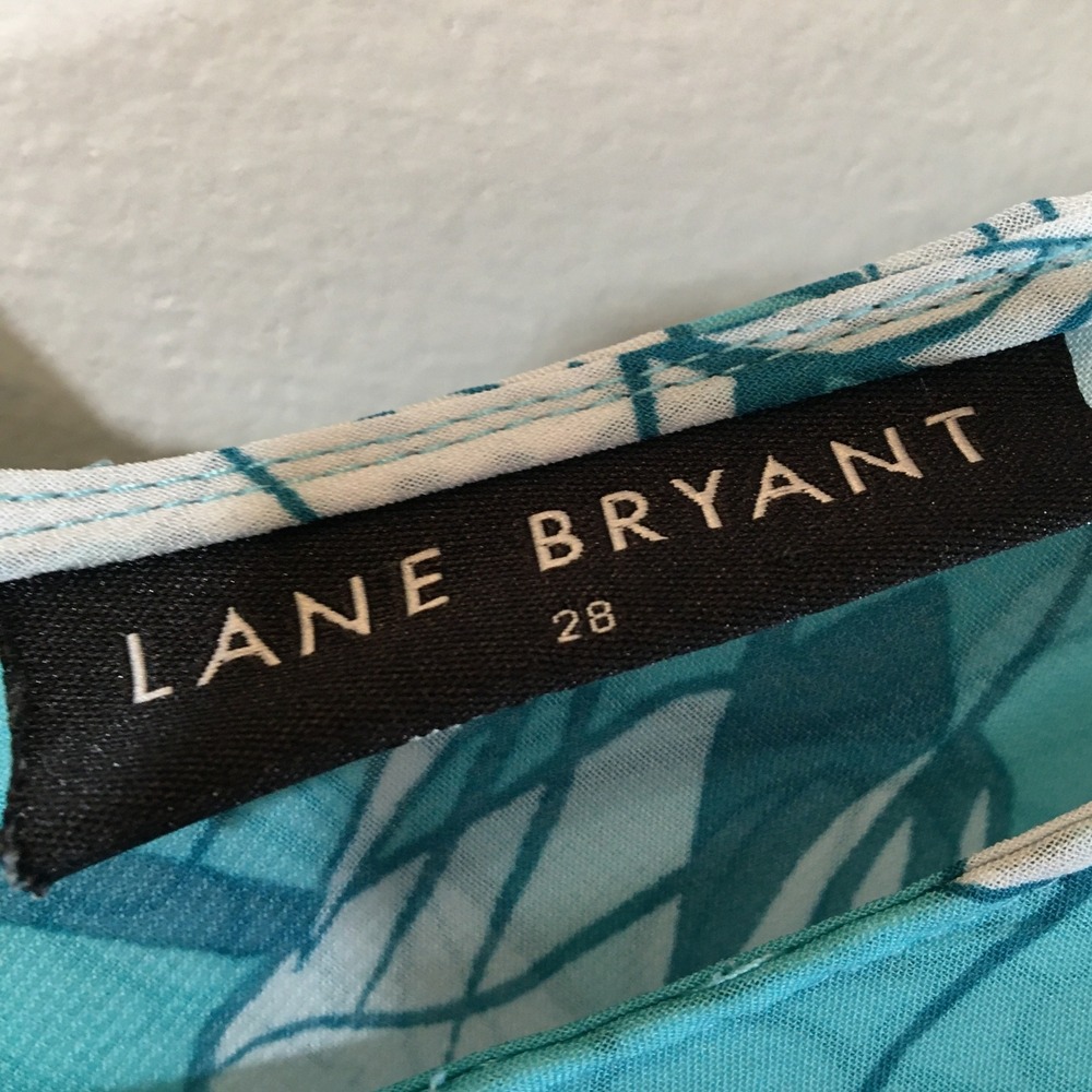 Lane Bryant Floral Print Turquoise Sleeveless Tank Top Blouse Plus Size 28 - Picture 4 of 7